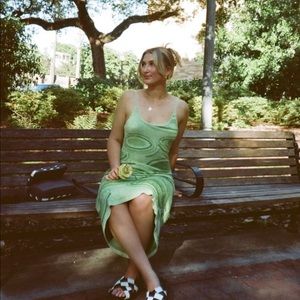 AMAZING HOUSE OF SUNNY GREEN HOCKNEY DRESS IN PERFECT CONDITION